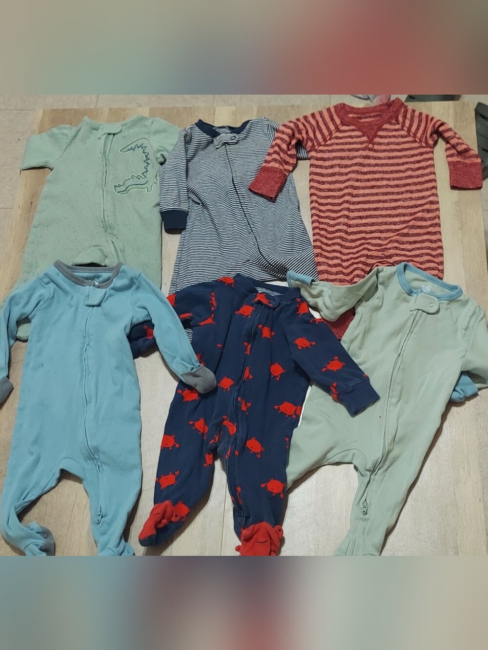 Carter's Mixed Color Footed Sleepers Pack with Crab Print